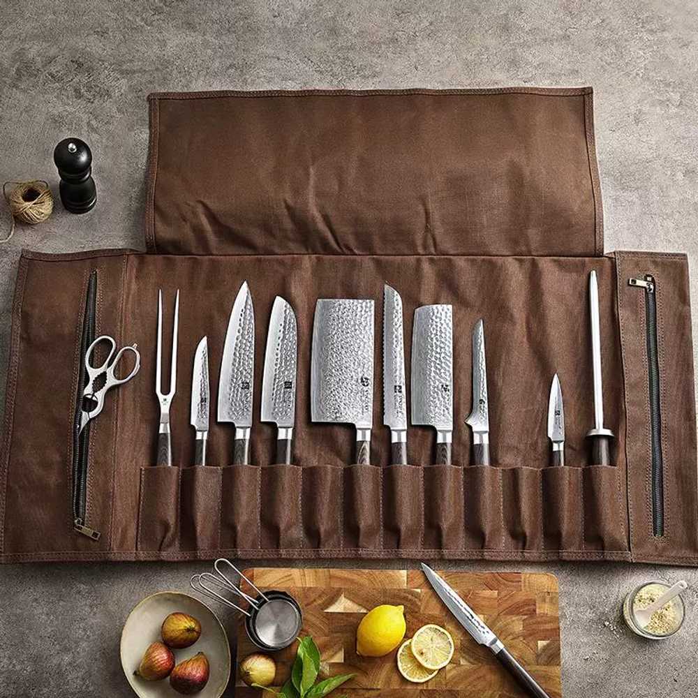가죽 칼 가방 조리도구 롤백 휴대용 요리사 나이프 백 - 상세 이미지 3