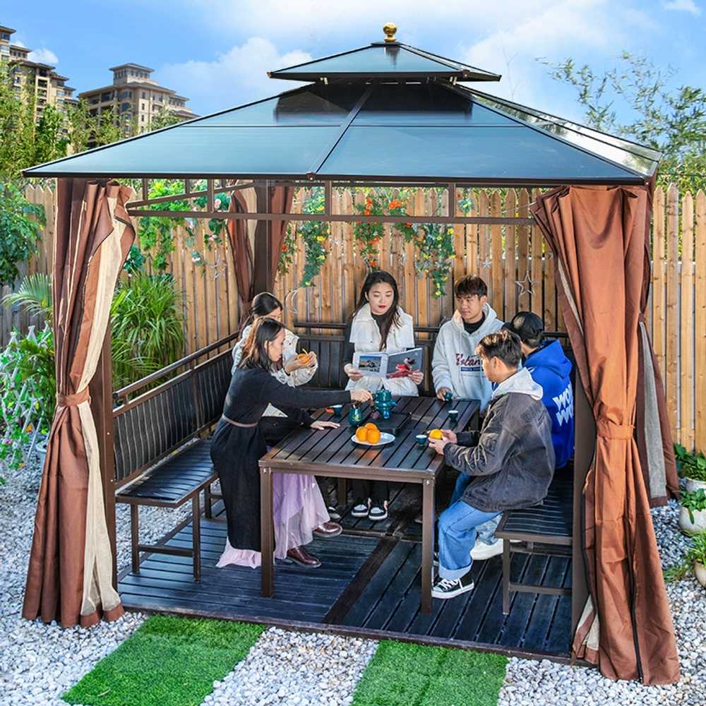 조립식파고라 야외 정자 테라스 쉼터 바베큐장 원두막 2.5x2.5m 2.5x2.5m 4단 정자 - 상세 이미지 4