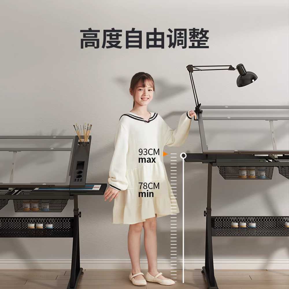 드로잉 작업대 미술 그림 서예 유리 높이조절 테이블 A 이미지 6