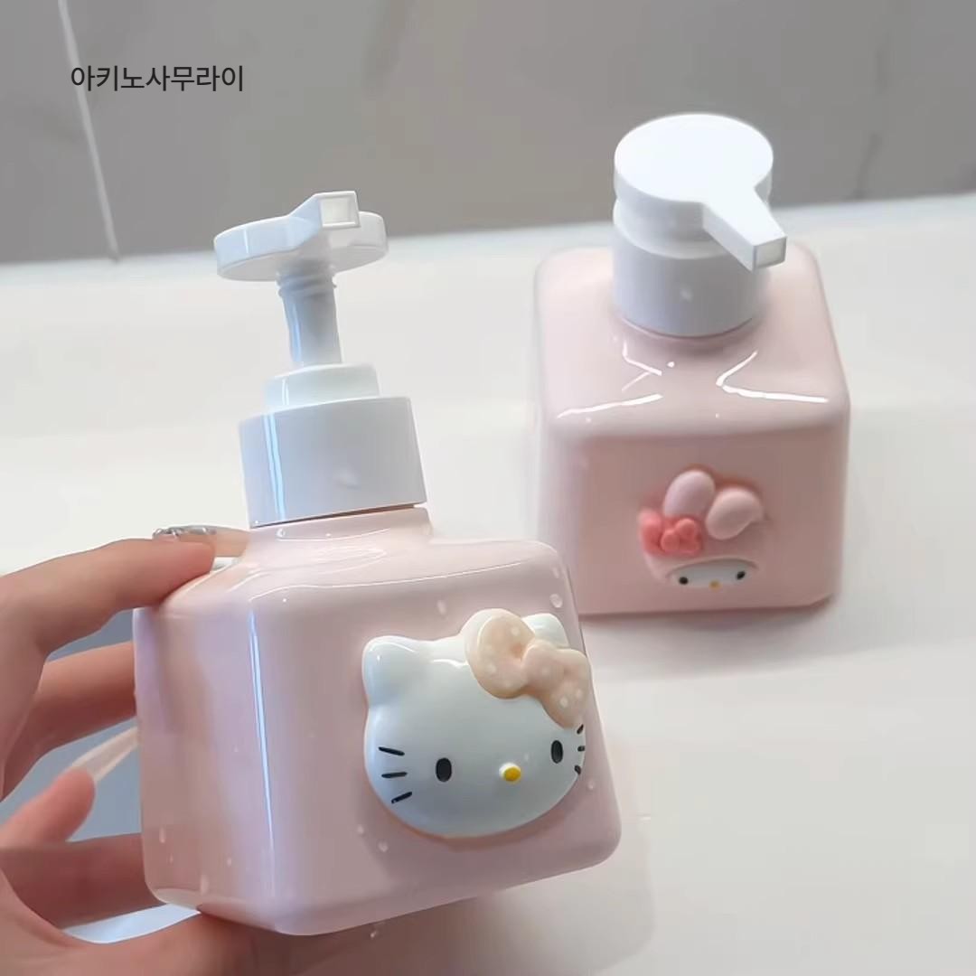 산리오 샴푸통 디스펜서 세제통 펌프통 리필통 헬로 키티 마이멜로디 키티캣+멜로디 분리용기 세트 - 상세 이미지 4