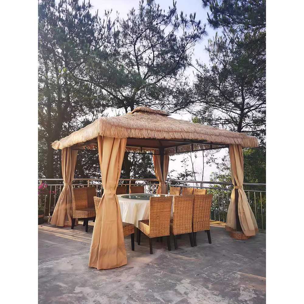 야외 볏짚 오두막 초가 지붕 그늘막 휴양지 파라솔 3x3m - 상세 이미지 2