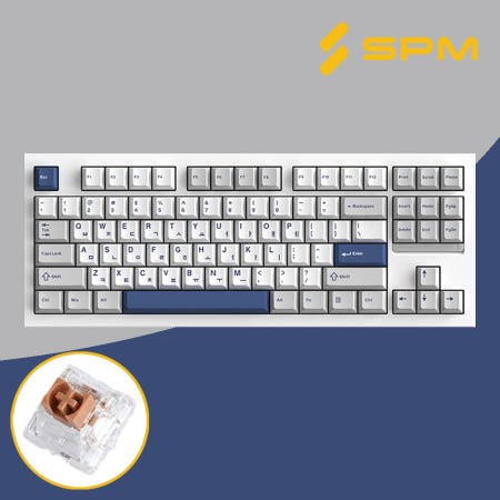SPM키보드 몽돌키보드 PL87W 화이트, 저소음 새벽축 택타일