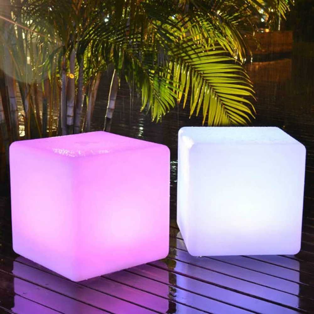 펜션 주점 사각 벤치 LED 발광 큐브 야외 램프 의자 35x35x35cm - 상세 이미지 5
