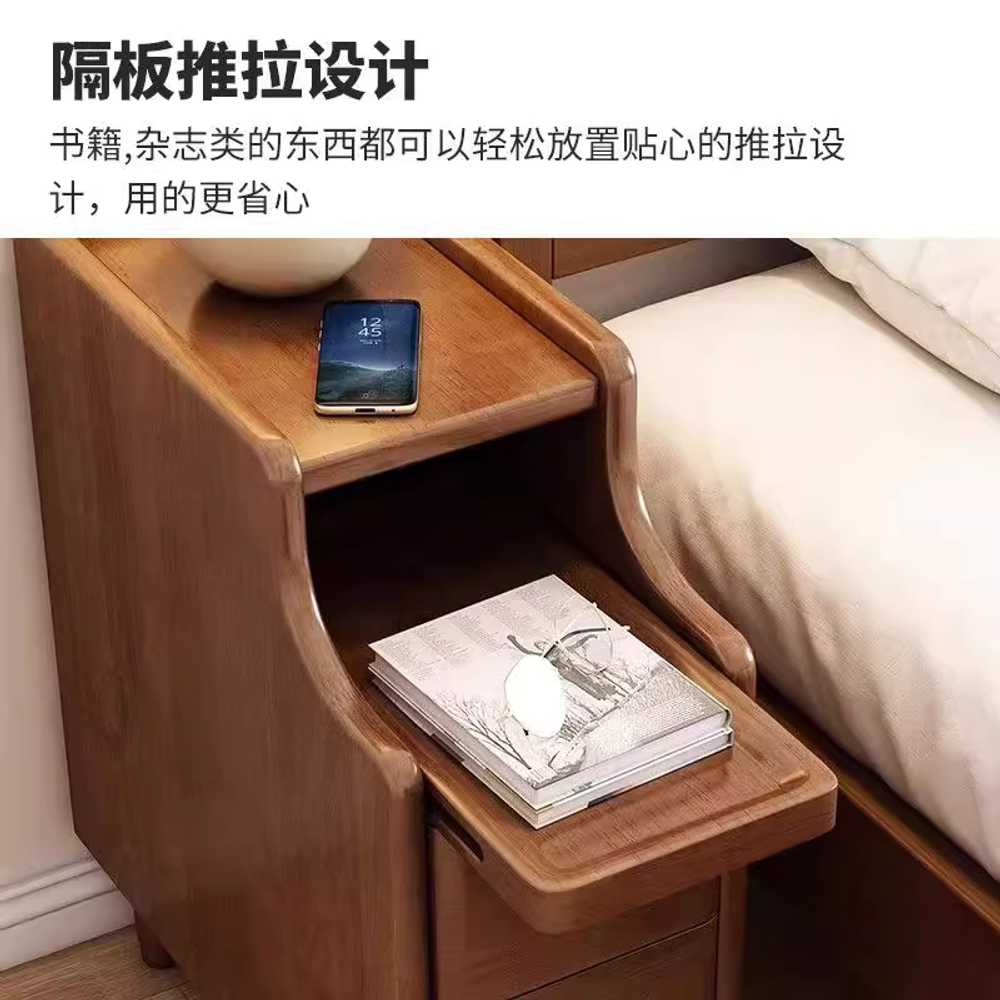 높은 침대옆 협탁 목재 슬림 서랍형 수납 보관 선반 20cm - 상세 이미지 3