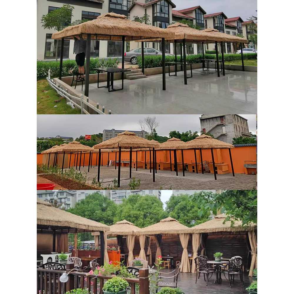 야외 볏짚 오두막 초가 지붕 그늘막 휴양지 파라솔 3x3m - 상세 이미지 5