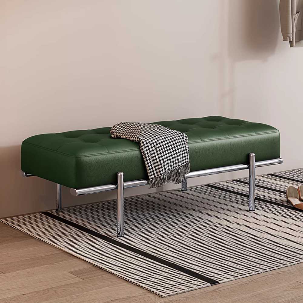 가죽 벤치의자 스툴 스텐 침실 의류매장 고급 체어 80cm - 상세 이미지 3
