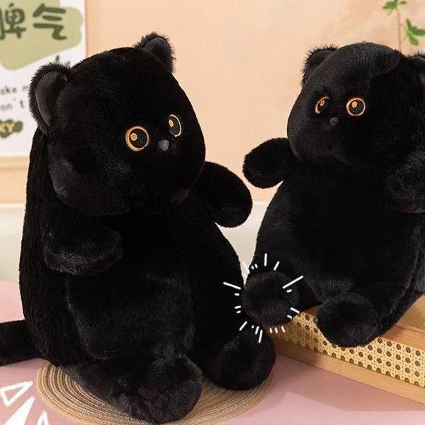 귀여운 검은 고양이 인형 애착 쿠션 봉제 인형 블랙 특이한 - 상품 이미지