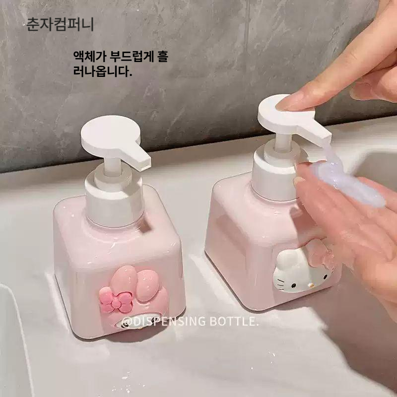 산리오 리필 샴푸통 디스펜서 세제통 펌프통 분배 용기 바디워시 주방 욕실 헬로키티 병 200ml - 상세 이미지 2