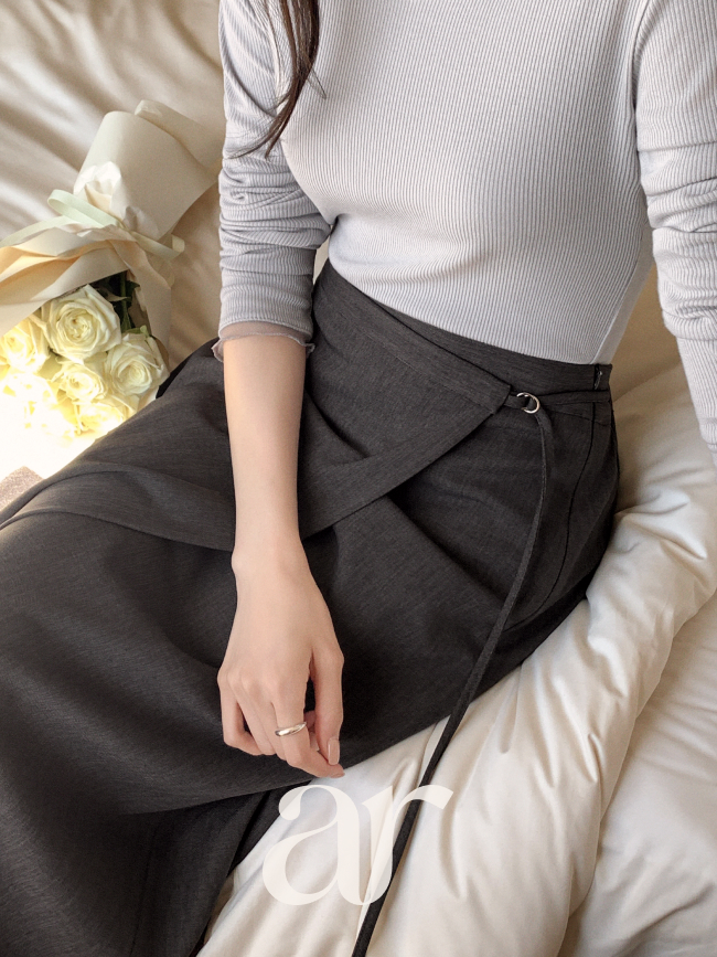 (국내제작) 랩 디자인 벨티드 롱 스커트 sk7893 - 상세 이미지 5