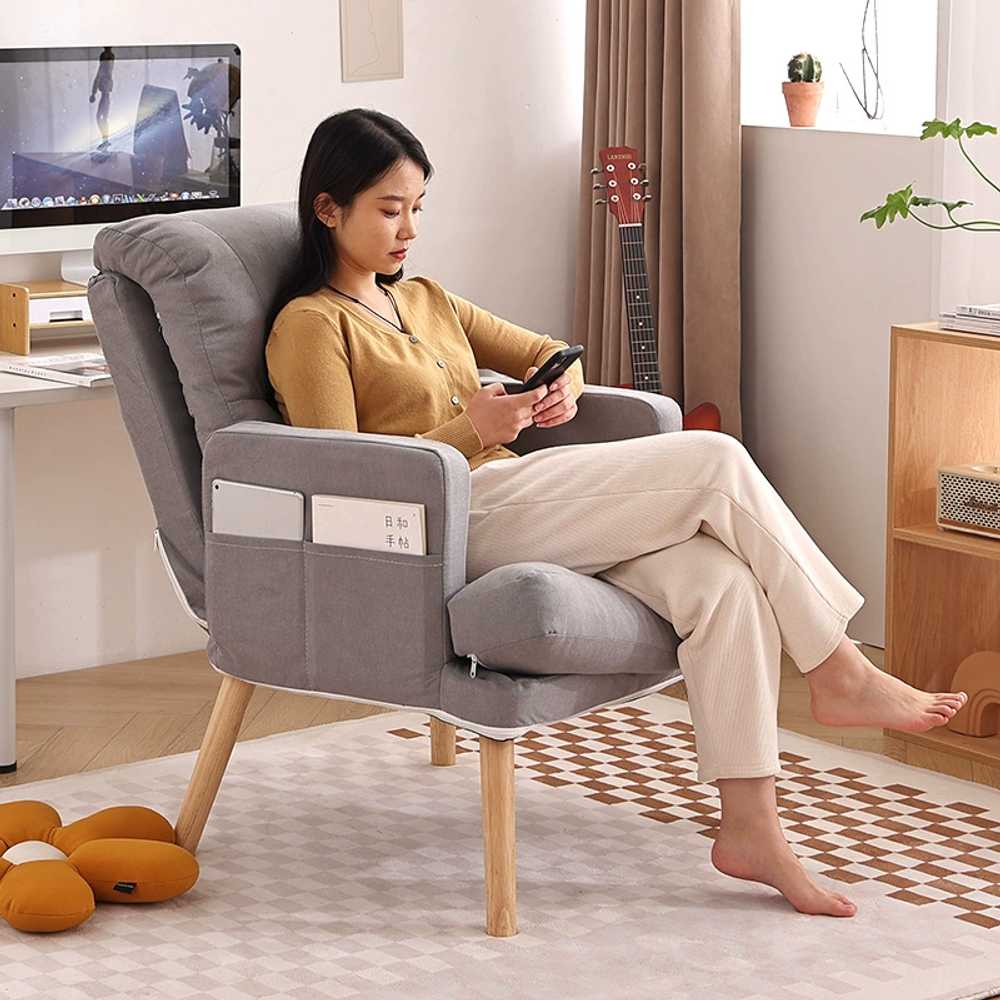 1인 안락의자 발받침 포함 휴식 수유 독서 암체어 - 상세 이미지 4