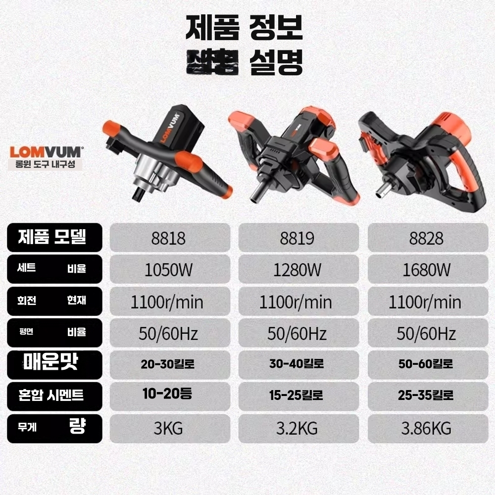 믹서 드릴 시멘트 믹서기 콘크리트 교반기 페인트 50cm 철제 - 상세 이미지 5