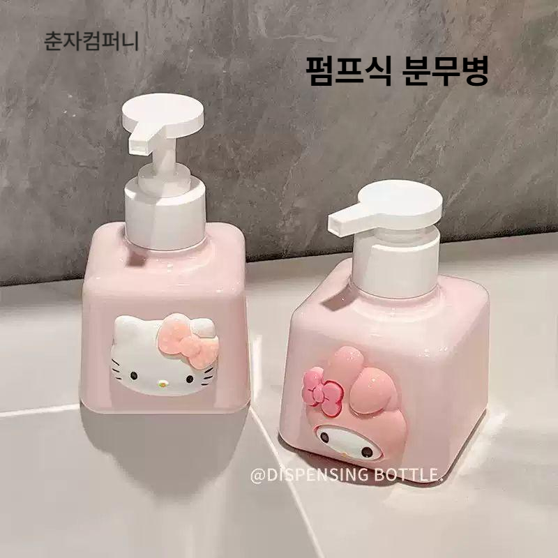 산리오 리필 샴푸통 디스펜서 세제통 펌프통 분배 용기 바디워시 주방 욕실 헬로키티 병 200ml - 상세 이미지 3