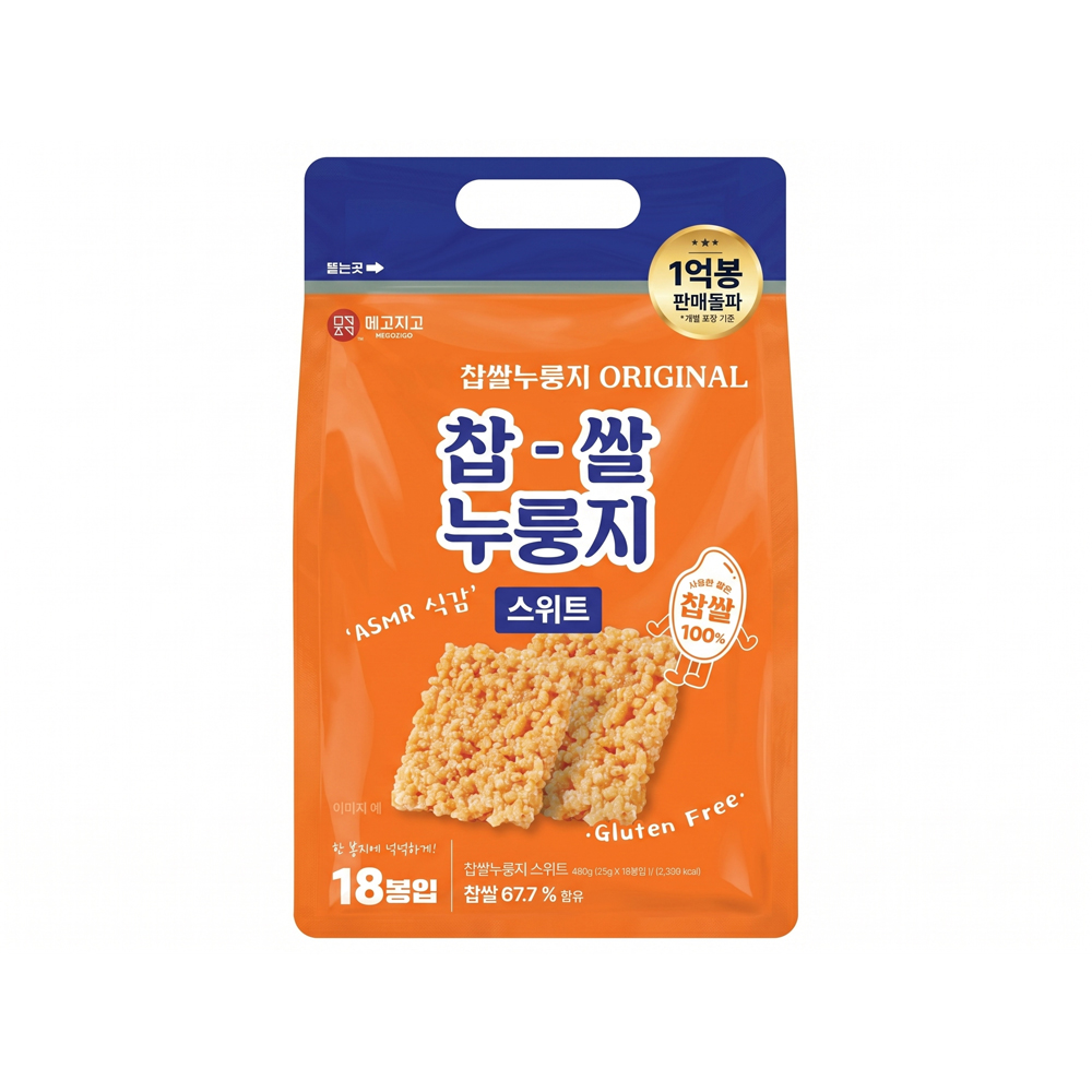 찹쌀 누룽지 쌀과자 POP RICE 스낵 달콤한맛, 18개입, 1개 - 상품 이미지