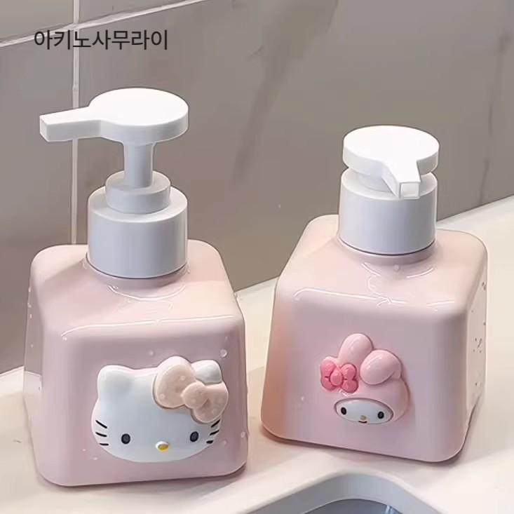 산리오 샴푸통 디스펜서 세제통 펌프통 리필통 헬로 키티 마이멜로디 키티캣+멜로디 분리용기 세트 - 상품 이미지