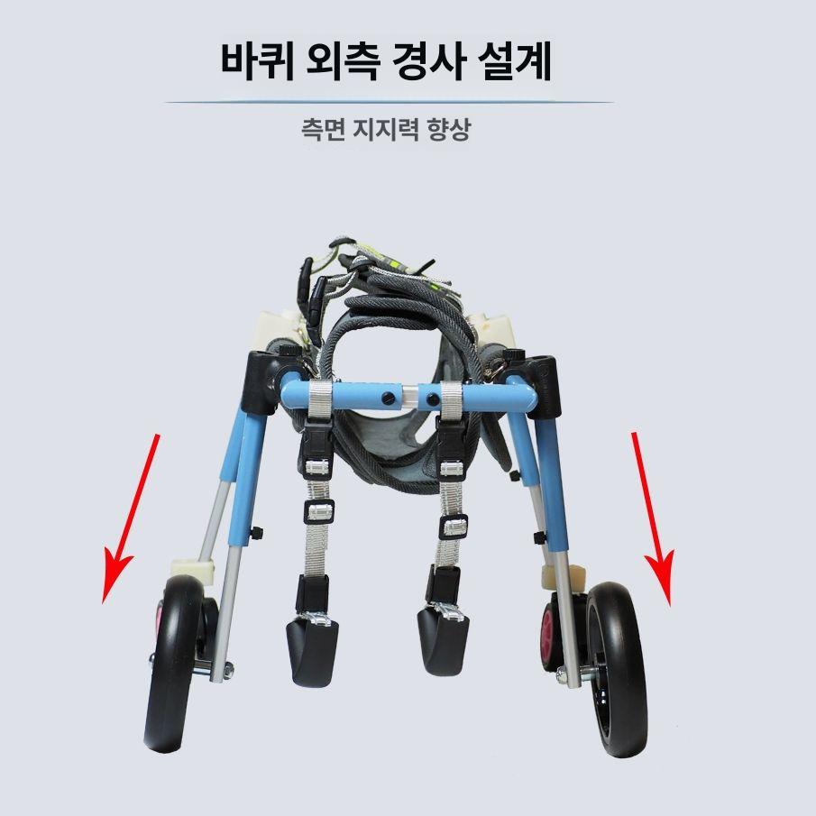 강아지 휠체어 보행기 뒷다리 애견 보조기 노견 대형견 XS 4륜 블루 - 상세 이미지 4