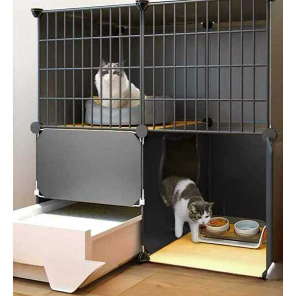 고양이 철제 케이지 실내 통합형 반려묘 하우스 2단 73x47x72 - 상품 이미지