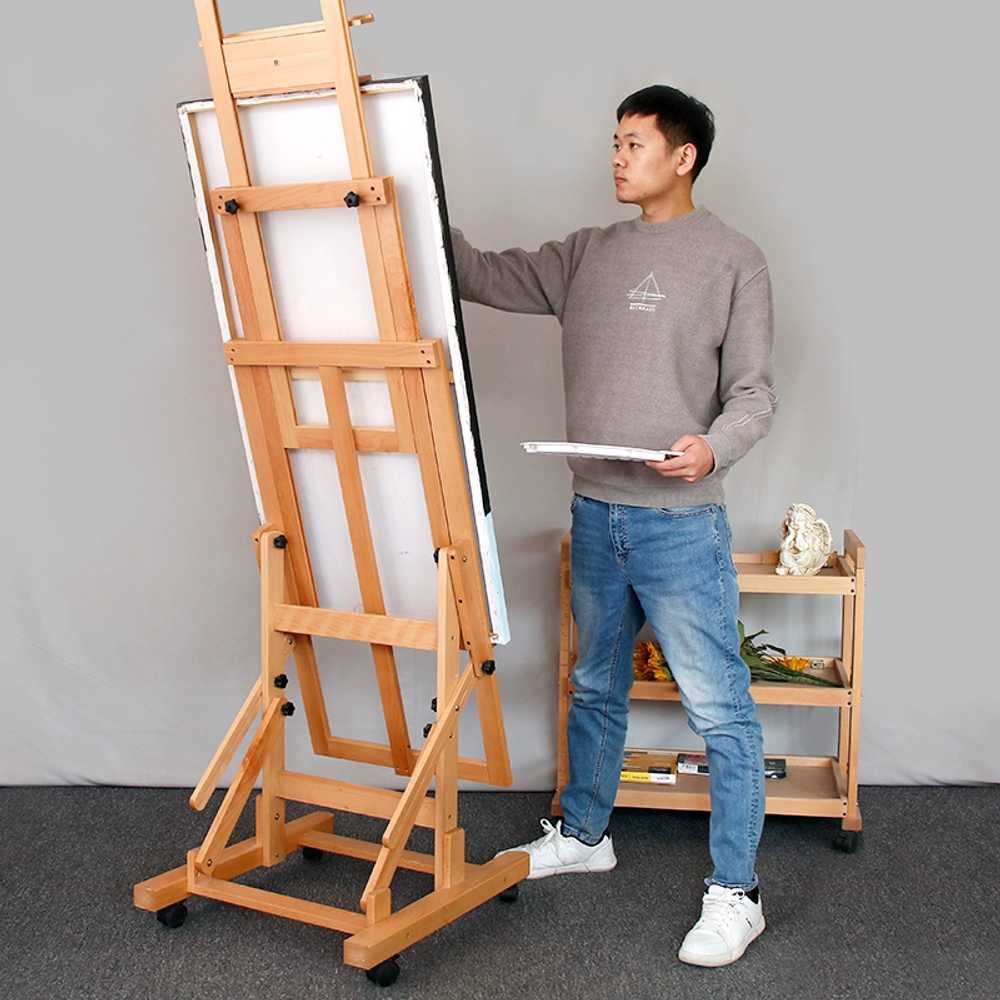 대형이젤 유화대 원목 높이조절 미술학원 드로잉 화판 - 상세 이미지 2