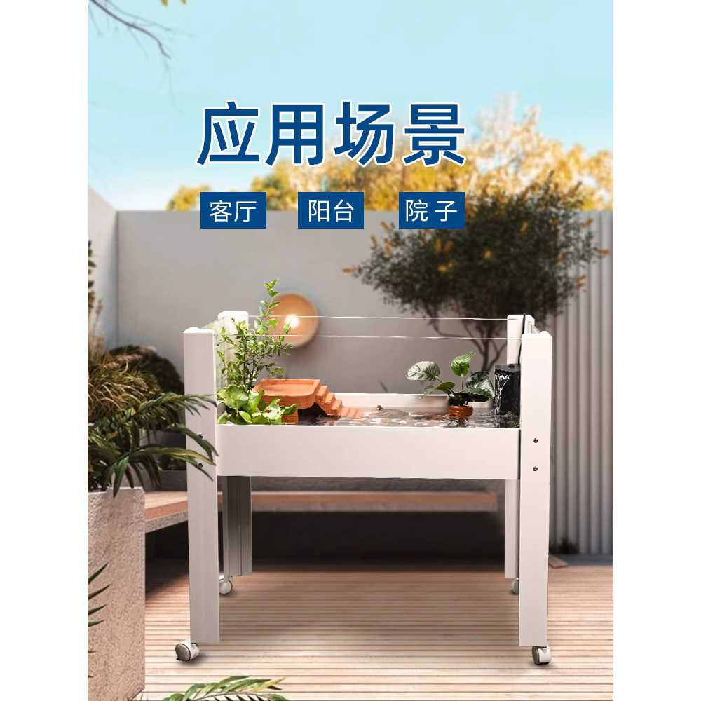 거북이 어항 로비 생태 조경 배수 가능 육지 사육 상자 60cm 휠 - 상세 이미지 5