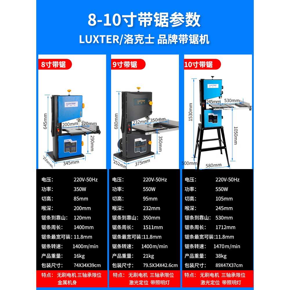 테이블 밴드 쏘 데스크탑 목공 용품 금속 모델링 톱 기계 8인치 350w - 상세 이미지 3