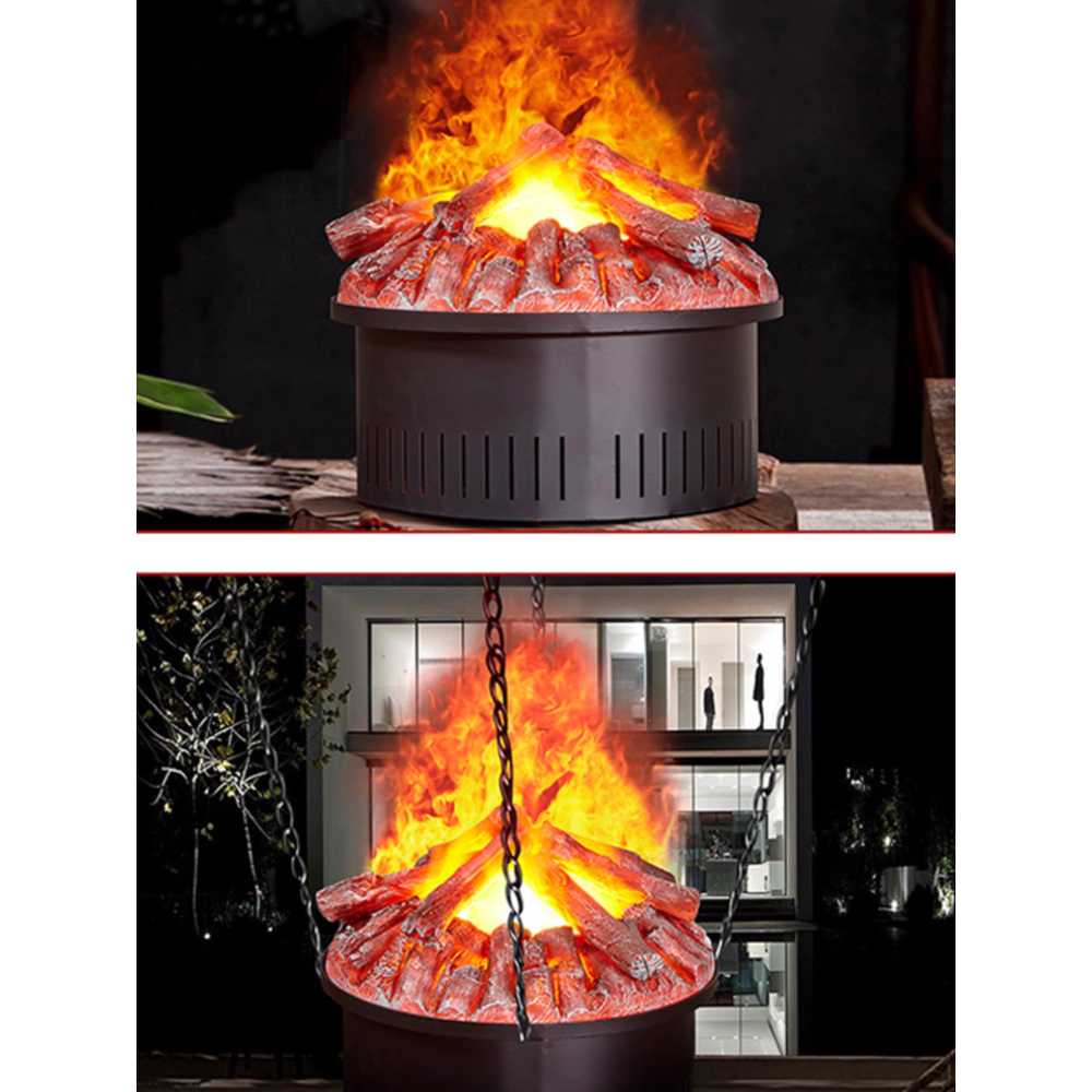 모닥불 가습기 감성 벽난로 장식품 분무 머신 트윈 플레임 35CM - 상세 이미지 5