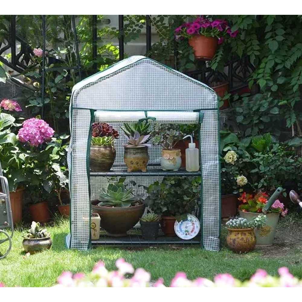 소형비닐하우스 온실 화분 테라스 식물 DIY 텃밭 3단 2단-PVC(69x49x92cm) - 상품 이미지