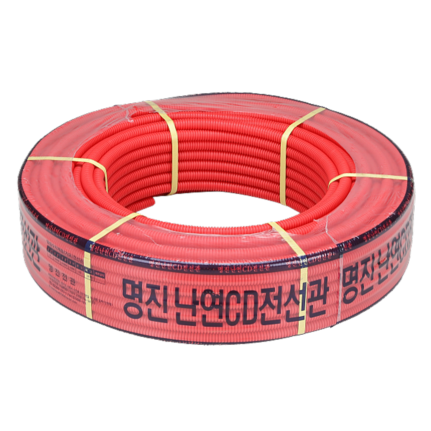 난연 CD 파이프 PE 전선관 전기공사 전선 배관파이프 16mm 적색 100M 주름관 - 상세 이미지 2