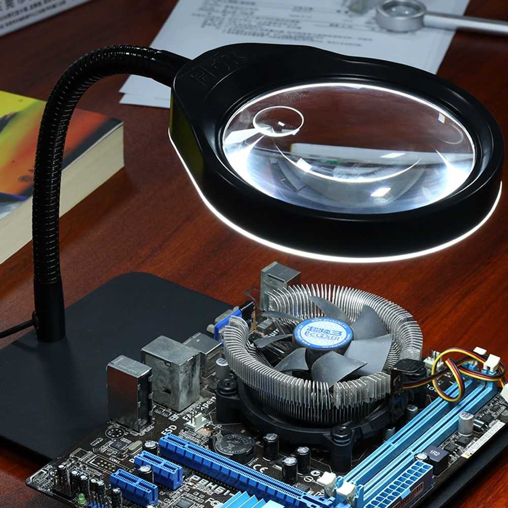 스탠드 확대경 탁상용 LED 돋보기 부품수리 독서 루페 20X - 상세 이미지 3