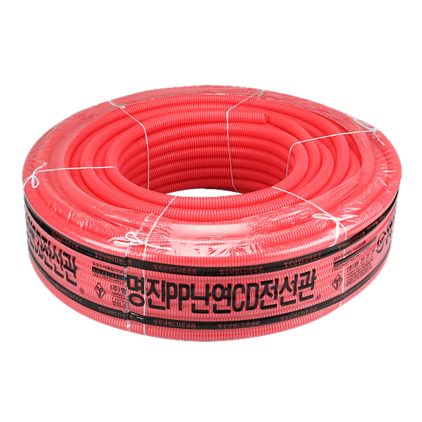 난연 CD 파이프 PP 전선관 전기공사 전선 배관파이프 16mm 적색 100M 주름관 - 상세 이미지 2