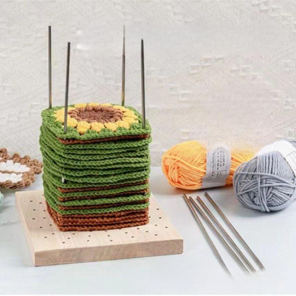 크로셰보드 스틸바 뜨개질 고정대 블로킹 고정 수예 10x10cm+바늘 4개 - 상품 이미지