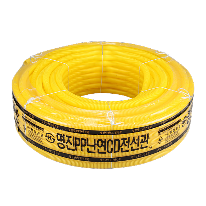 난연 CD 파이프 PP 전선관 전기공사 전선 배관파이프 22mm 황색 100M 주름관 - 상세 이미지 2