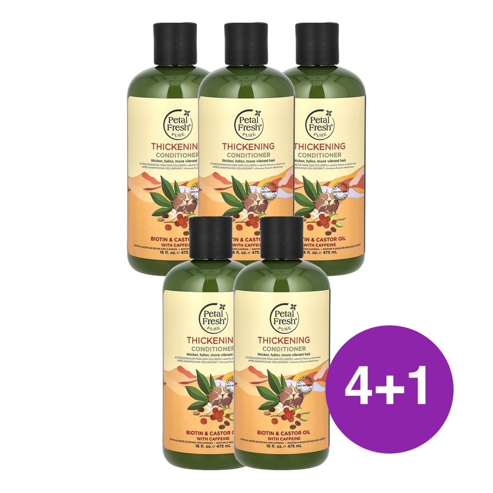 페탈프레쉬 퓨어 시크닝 컨디셔너 비오틴 캐스터오일 함유 카페인 475ml, 5개 - 상품 이미지