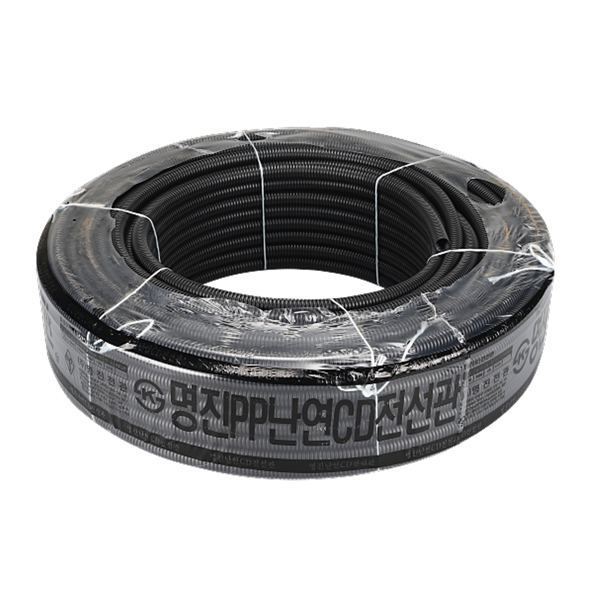 난연 CD 파이프 PP 전선관 전기공사 전선 배관파이프 16mm 흑색 100M 주름관 - 상세 이미지 2