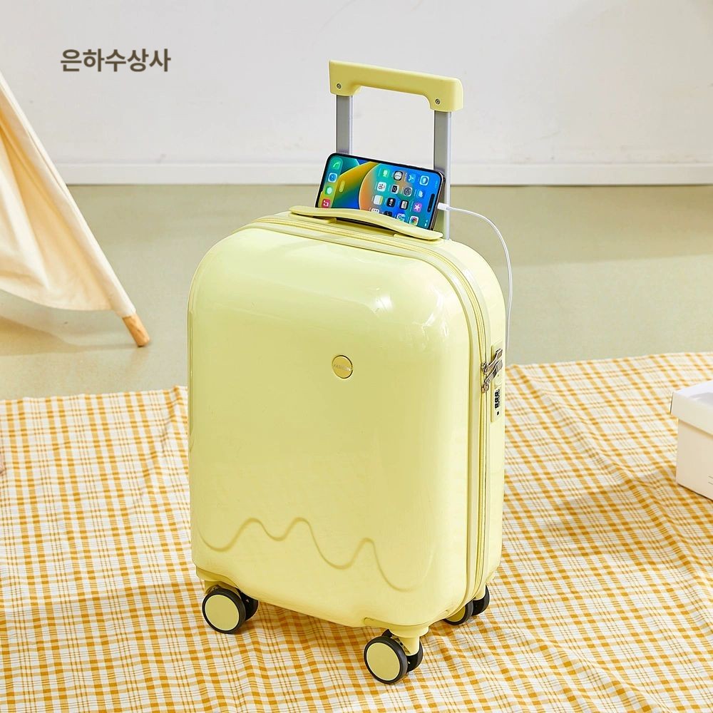 캐리어 여행용 트롤리 내구성 강화 바퀴형 여성용 기내용 수하물 가방 해외 공항 패션 체리블라썸핑크 18 인치 - 상세 이미지 5
