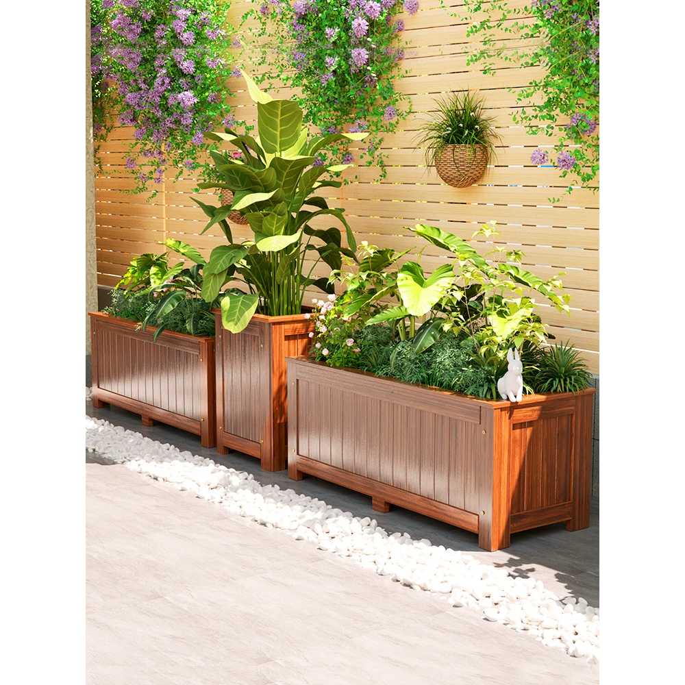 대형 화단 방부목 플랜트박스 파티션 공원 텃밭상자 80x30x30 - 상세 이미지 5