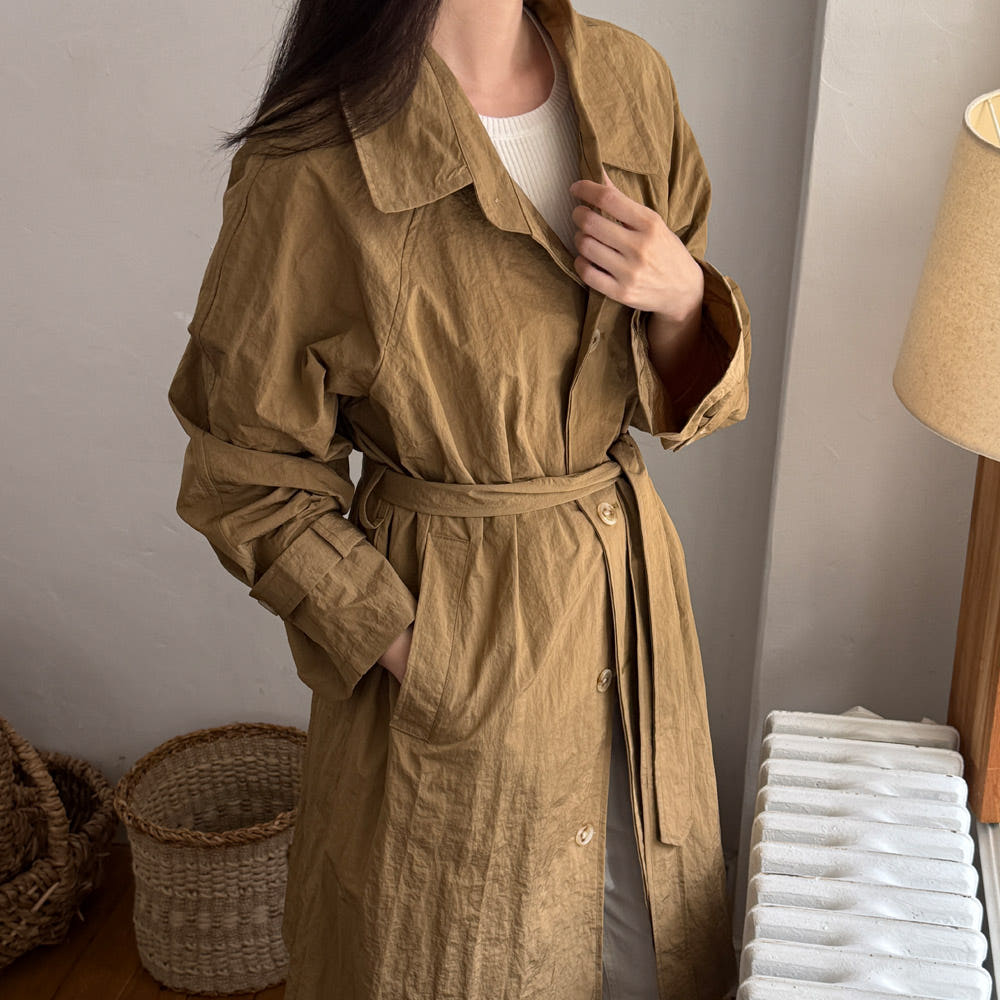 바람막이 롱 자켓 오버핏 바스락 야상 트렌치 여성 가을 자켓 간절기 겨울 베이지 블랙 이미지 6