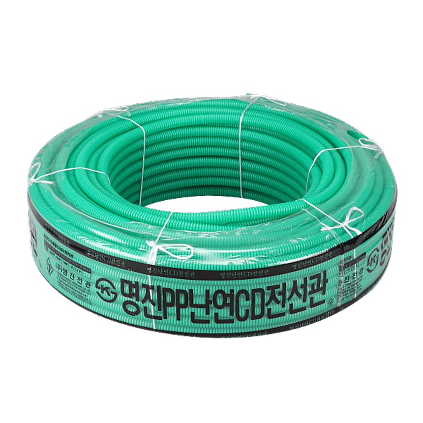 난연 CD 파이프 PP 전선관 전기공사 전선 배관파이프 16mm 녹색 100M 주름관 - 상세 이미지 2