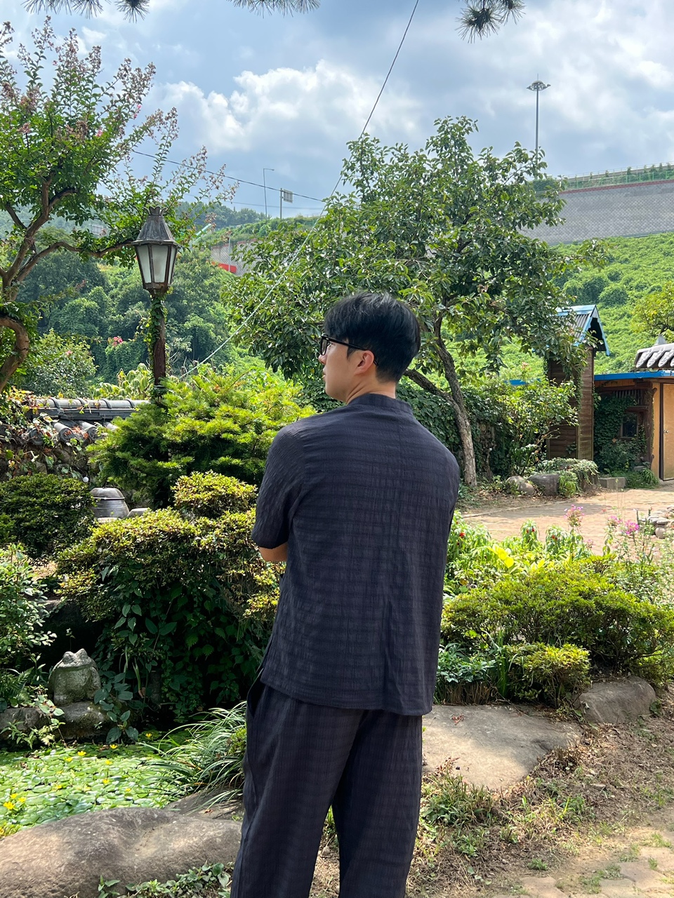 남녀공용 체크무늬 여름 반팔저고리 생활한복 법복 개량한복 이미지 6