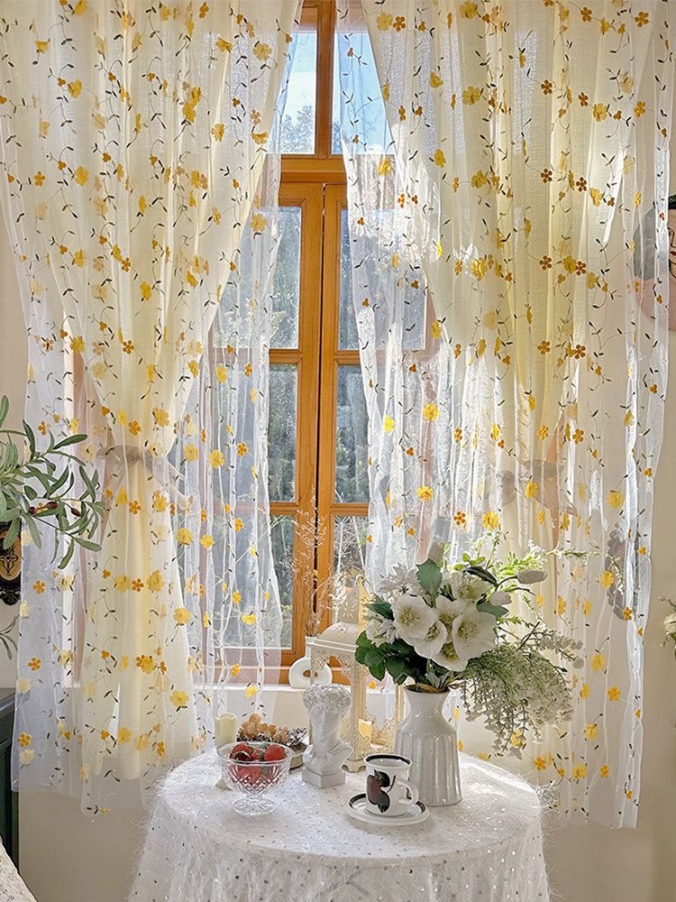 꽃무늬 커튼 이중 차광 유럽풍 창문 인테리어 막대 모델 폭130cmx높이120cm - 상세 이미지 2