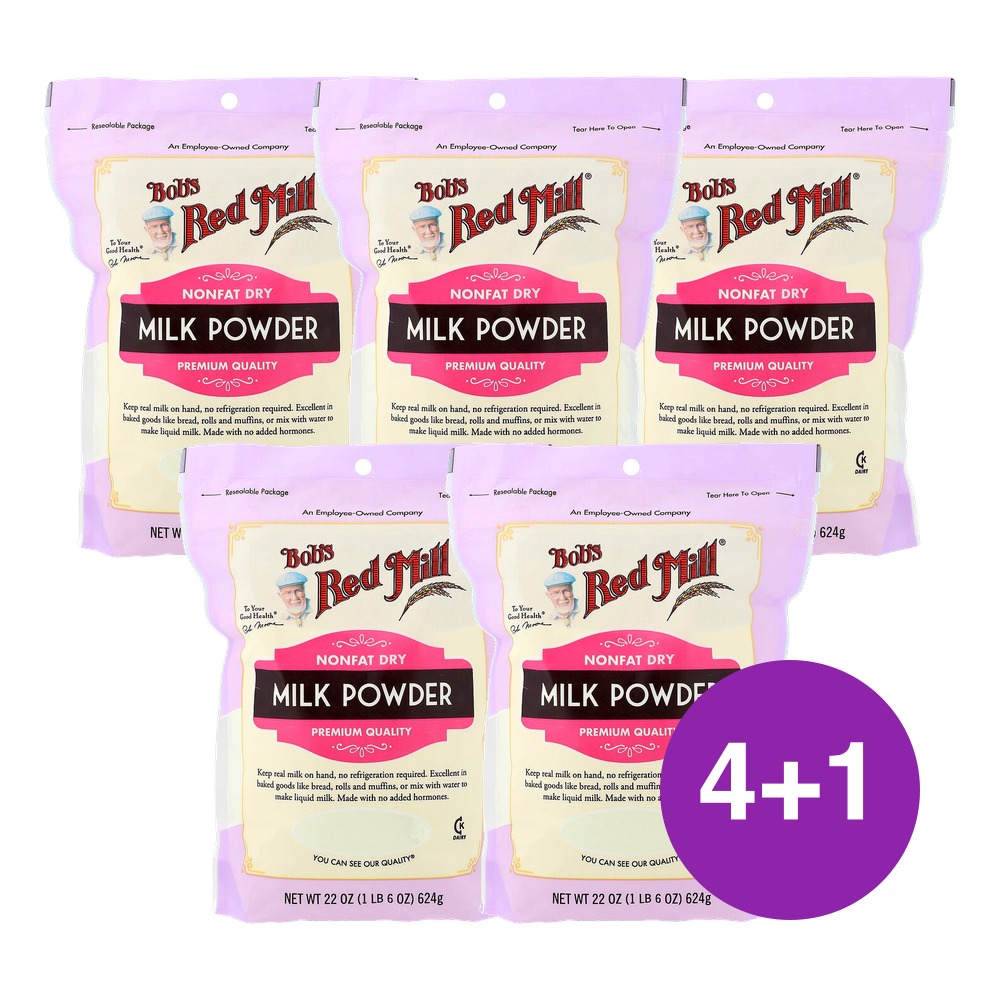 밥스레드밀 밀크 파우더 탈지 분유 624g, 5개