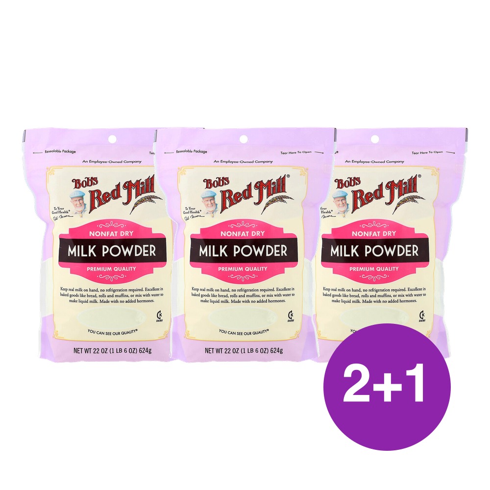 밥스레드밀 밀크 파우더 탈지 분유 624g, 3개