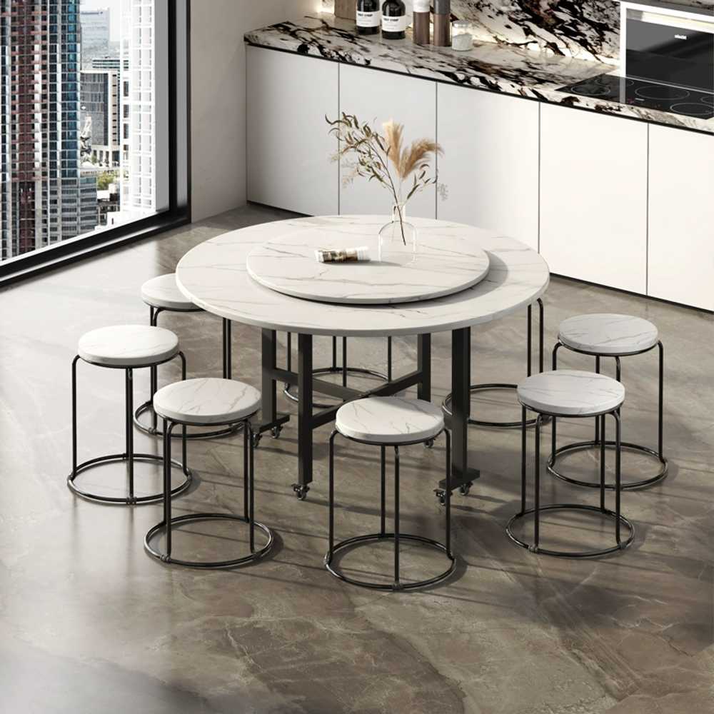 접이식 원형 식탁 간이 폴딩 거실 이동식 테이블 원룸 원탁 - 상세 이미지 4