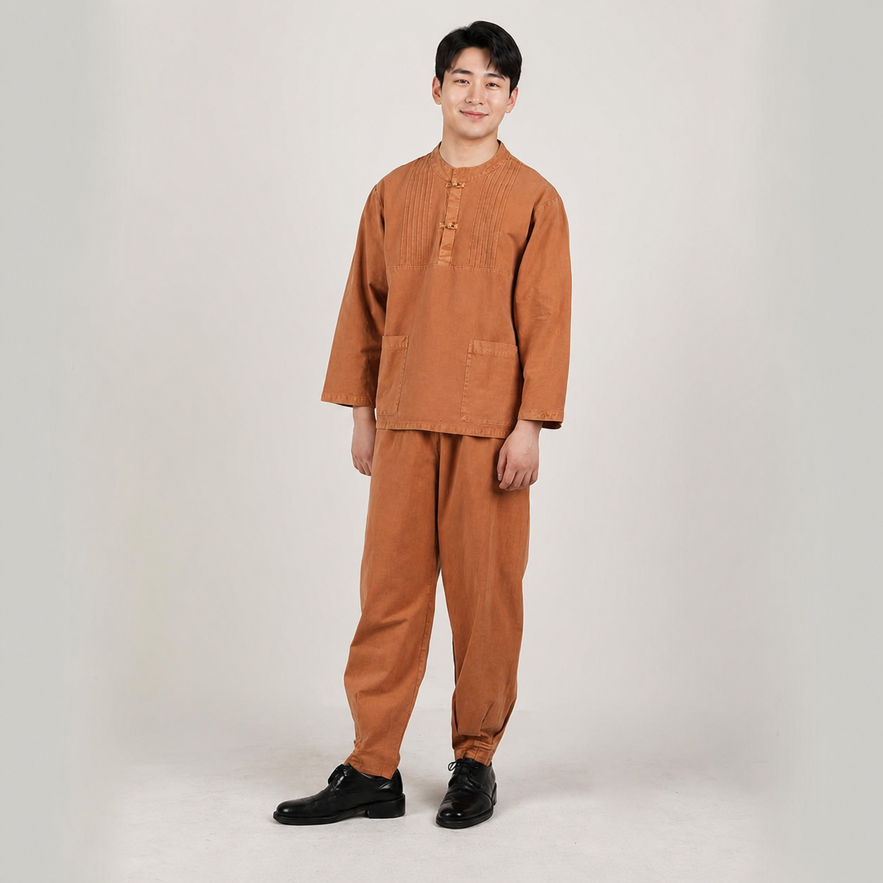 남자 봄가을 생활한복 20수 핀탁 티 바지 개량 계량 한복 절복 법복 - 상세 이미지 4