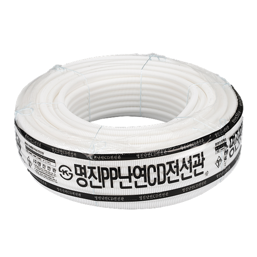 난연 CD 파이프 PP 전선관 전기공사 전선 배관파이프 28mm 백색 50M 주름관 - 상세 이미지 2