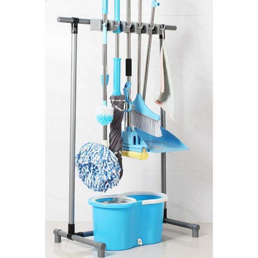 빗자루 밀대정리함 마대걸레 공장 화장실 청소도구함 5걸이 6후크 - 상품 이미지