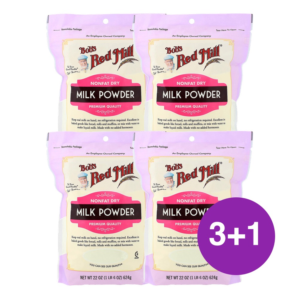 밥스레드밀 밀크 파우더 탈지 분유 624g, 4개