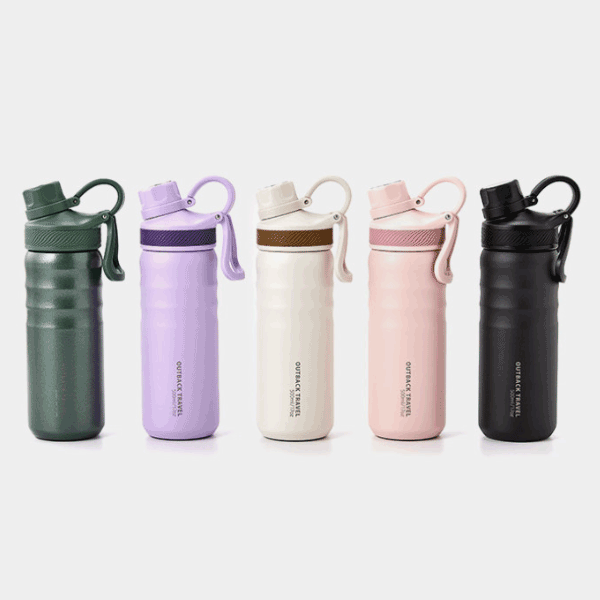 오슬로 2종뚜껑 트래블 스텐 미니 텀블러 보온 보냉 캠핑 헬스 등산 손잡이홀더 500ml - 상품 이미지