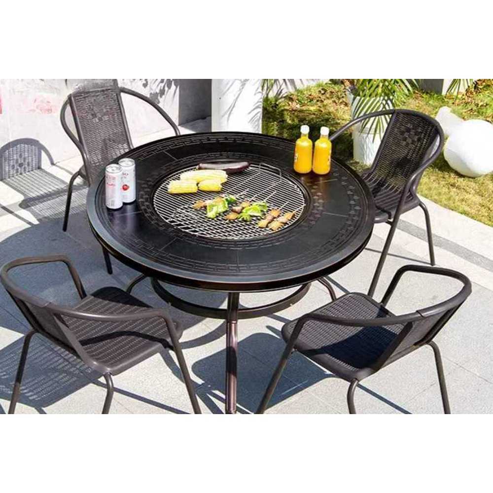 야외 화로 바베큐테이블 테라스 마당 정원 식탁세트 90CM 4개의자 - 상품 이미지