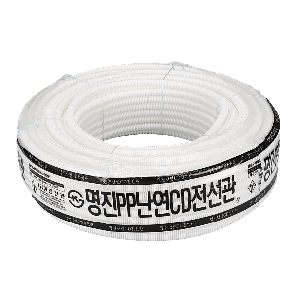 난연 CD 파이프 PP 전선관 전기공사 전선 배관파이프 16mm 백색 100M 주름관 - 상세 이미지 2