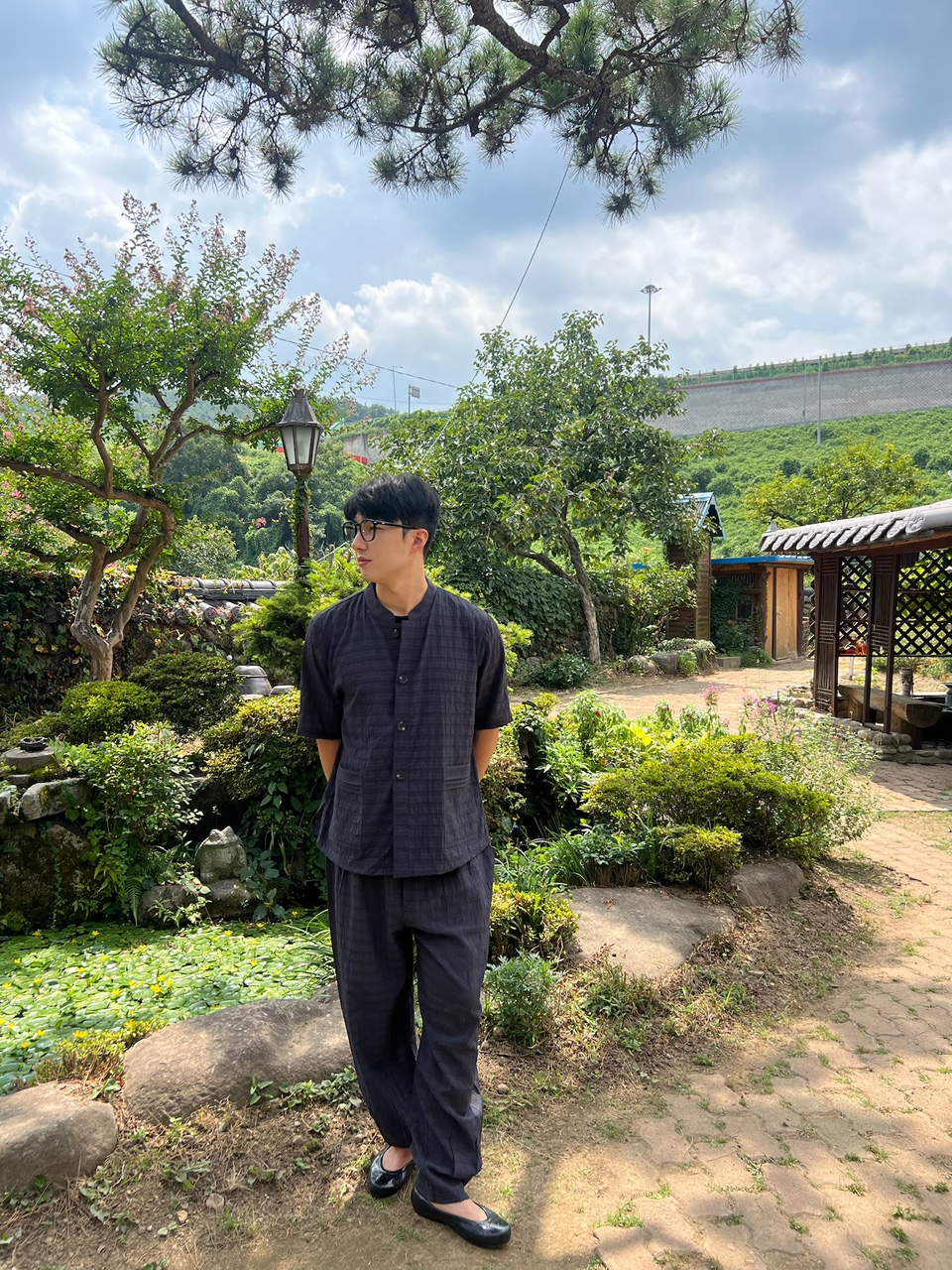 남녀공용 체크무늬 여름 반팔저고리 생활한복 법복 개량한복 - 상세 이미지 5