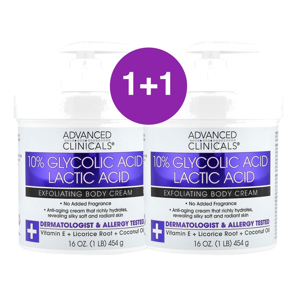 Advanced Clinicals 10% 글리콜산 각질 제거 바디 크림 454g, 2개 - 상품 이미지